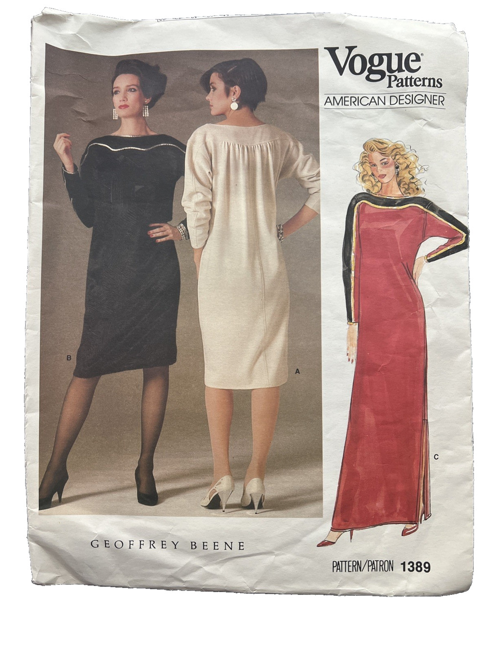 Vintage Vogue 1389 Sewing Pattern Evening Formal Dress Geoffrey Beene Designer